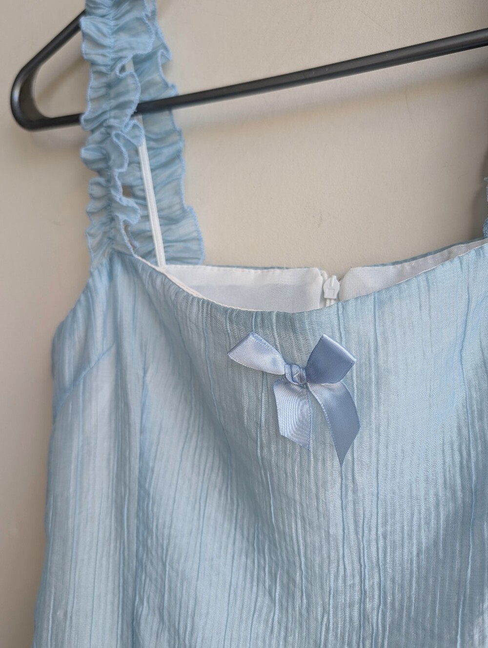 Baby Blue Ruffle Strap Mini Dress - Picture 2 of 4